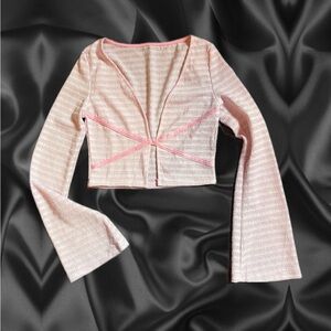 Pink Mesh Open Cut Women's Top